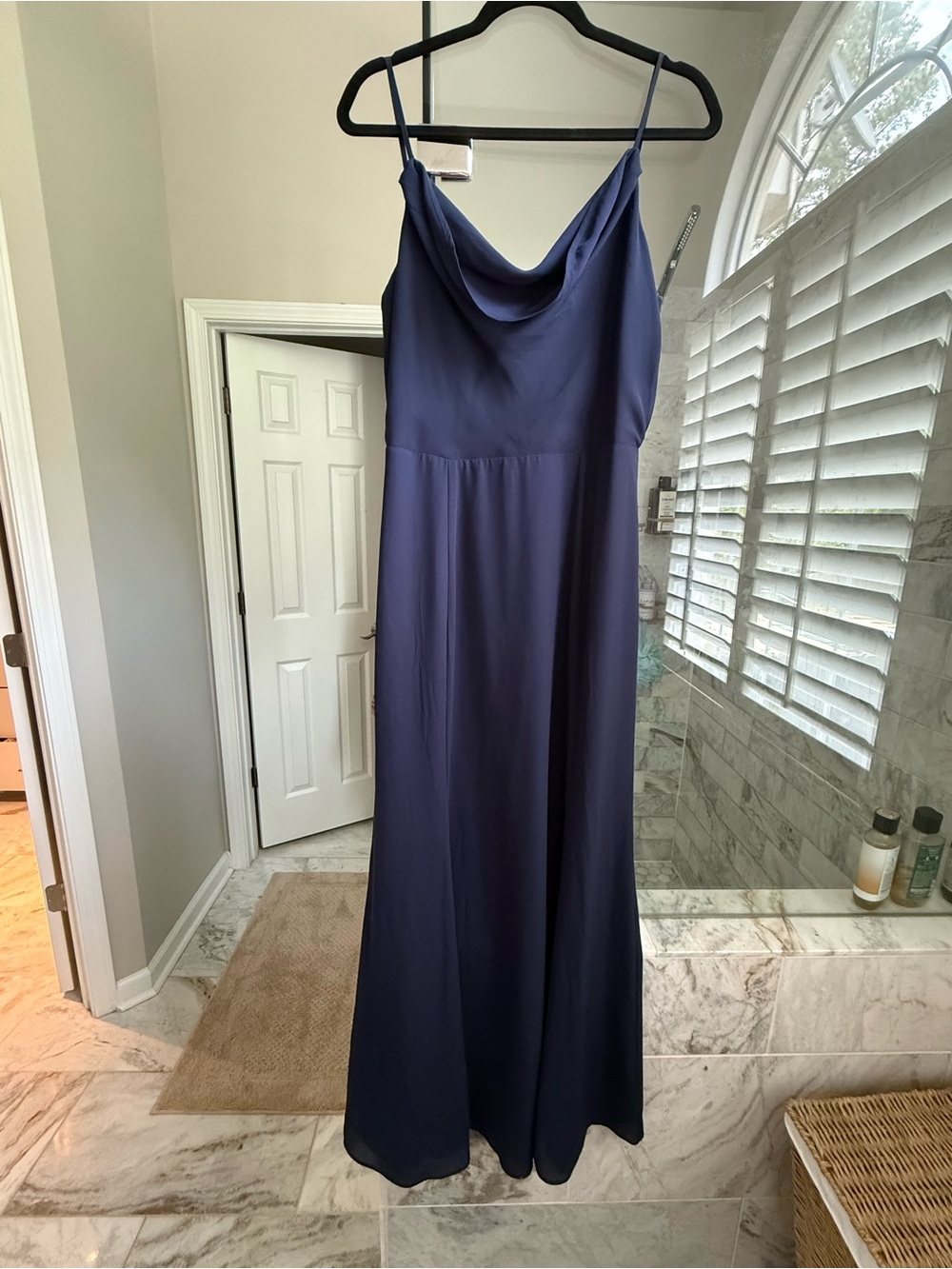 Wayf Midnight Blue Cowl Neck Spaghetti Strap Maxi Dress